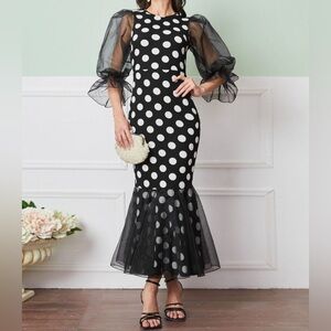 I am selling a XS black with white polka dots, SHEIN dress, only worn once